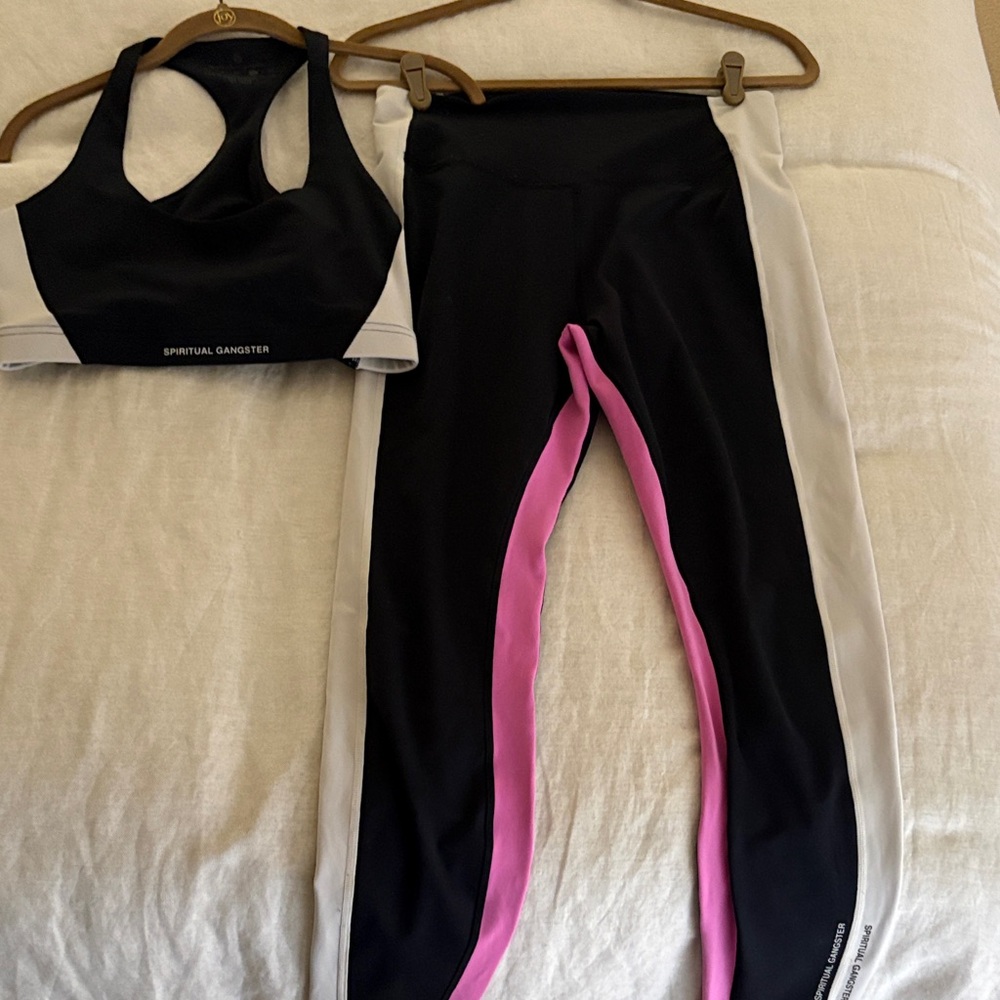 Spiritual Gangster Black and Pink Leggings Set